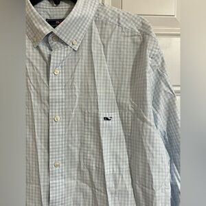 Vineyard Vines Shirt Men’s L Blue Gingham Plaid Topsail Tucker Check Classic Fit